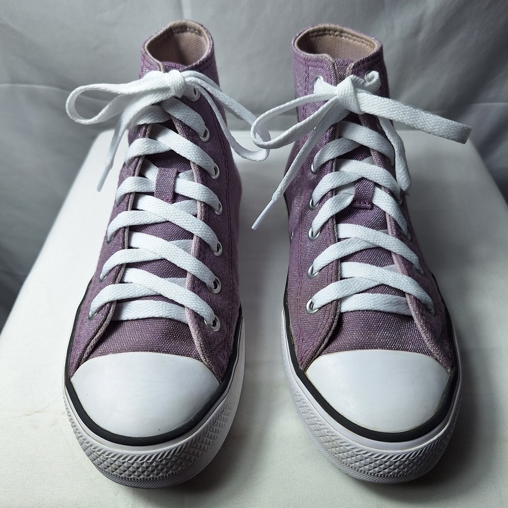 CONVERSE Chuck Taylor All Star Disco Glitter Hi-Top Sneaker Youth Sz 3 Purple - Picture 3 of 11